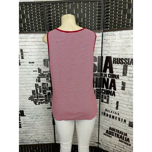 Venezia Lane Bryant Plus 18/20 Red & White Striped Scoop Neck Tank Top - Picture 4 of 6